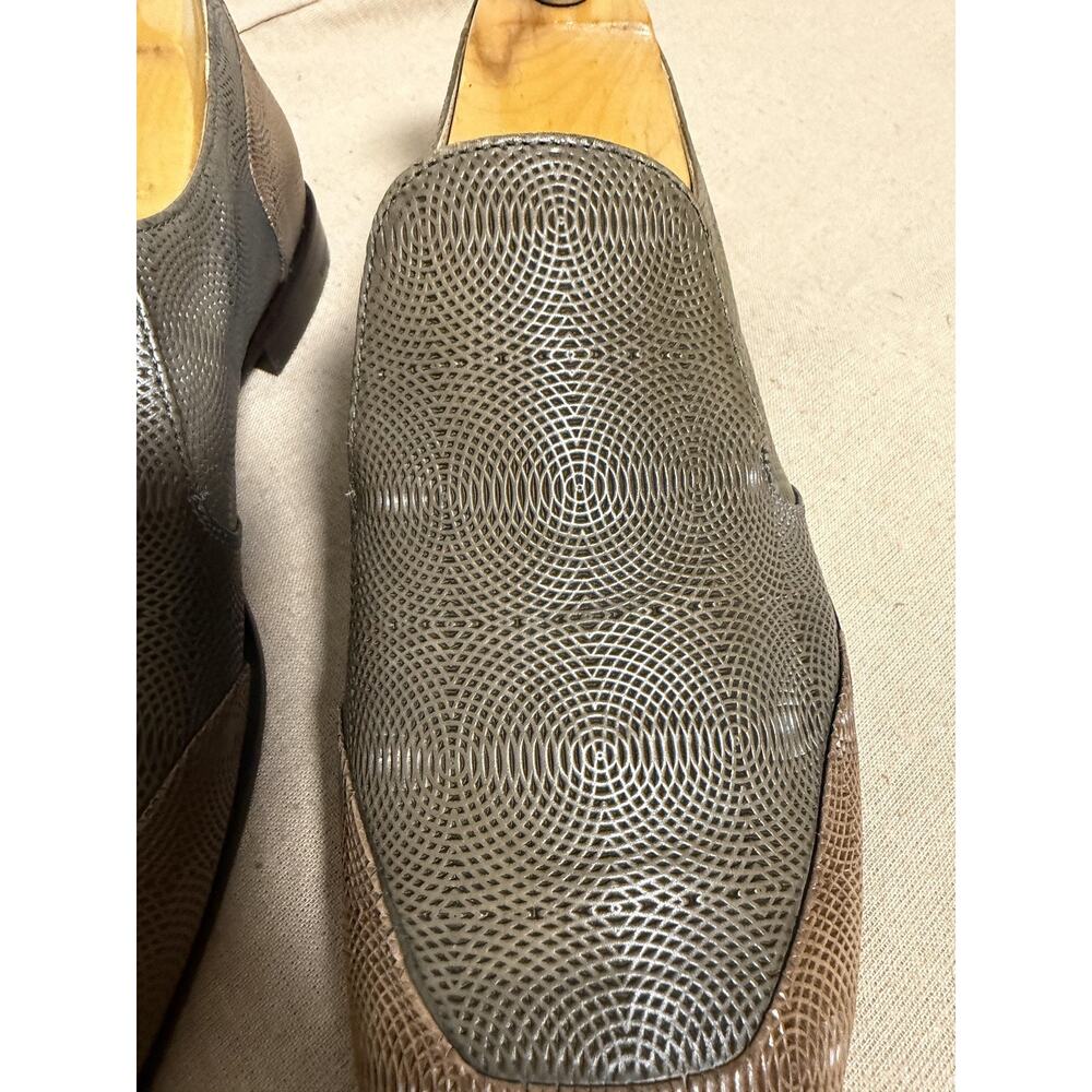 Cesare Paciotti Dress Shoes Mens Size 7.5 Gray Embossed Leather Slip On Italy - Picture 5 of 13